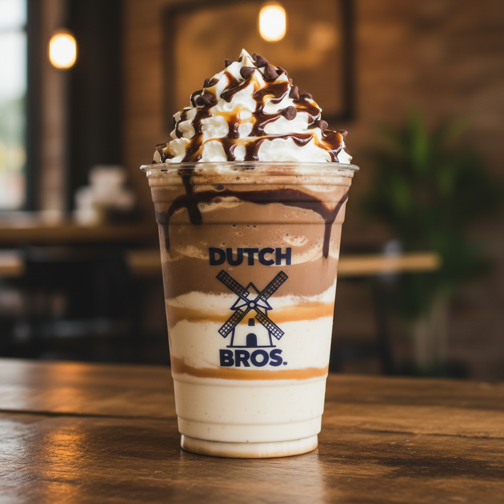 Finished Dutch Bros blended drinks ready to enjoy