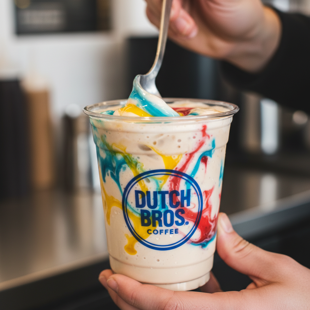 Blending process of Dutch Bros drinks
