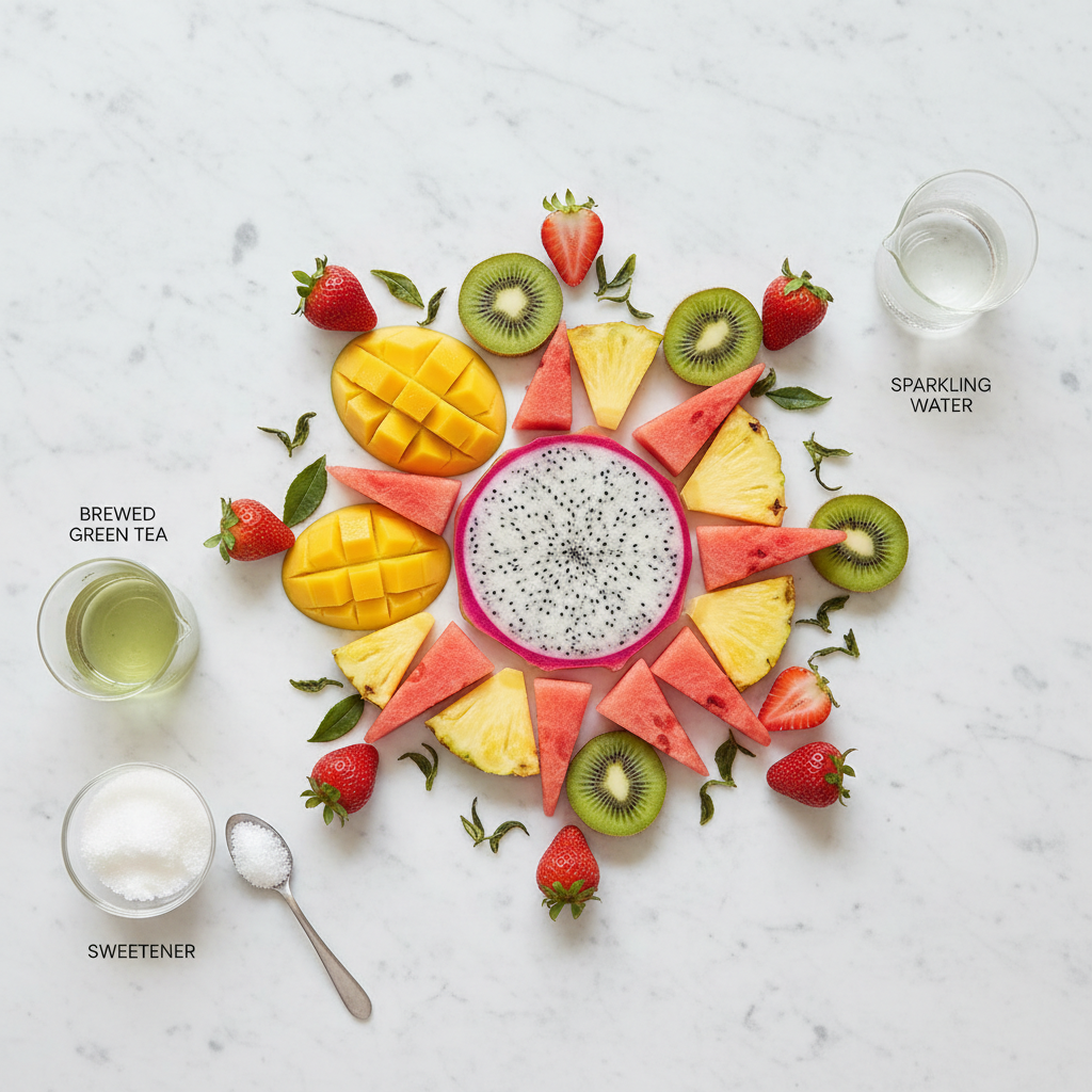 Row of Dunkin' Refreshers with different fruit flavors