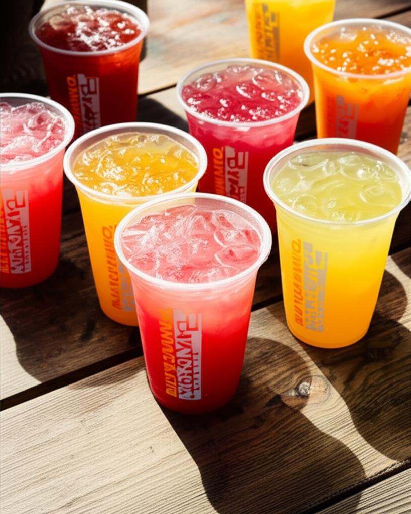 Refreshing Dunkin' beverages in vibrant colors