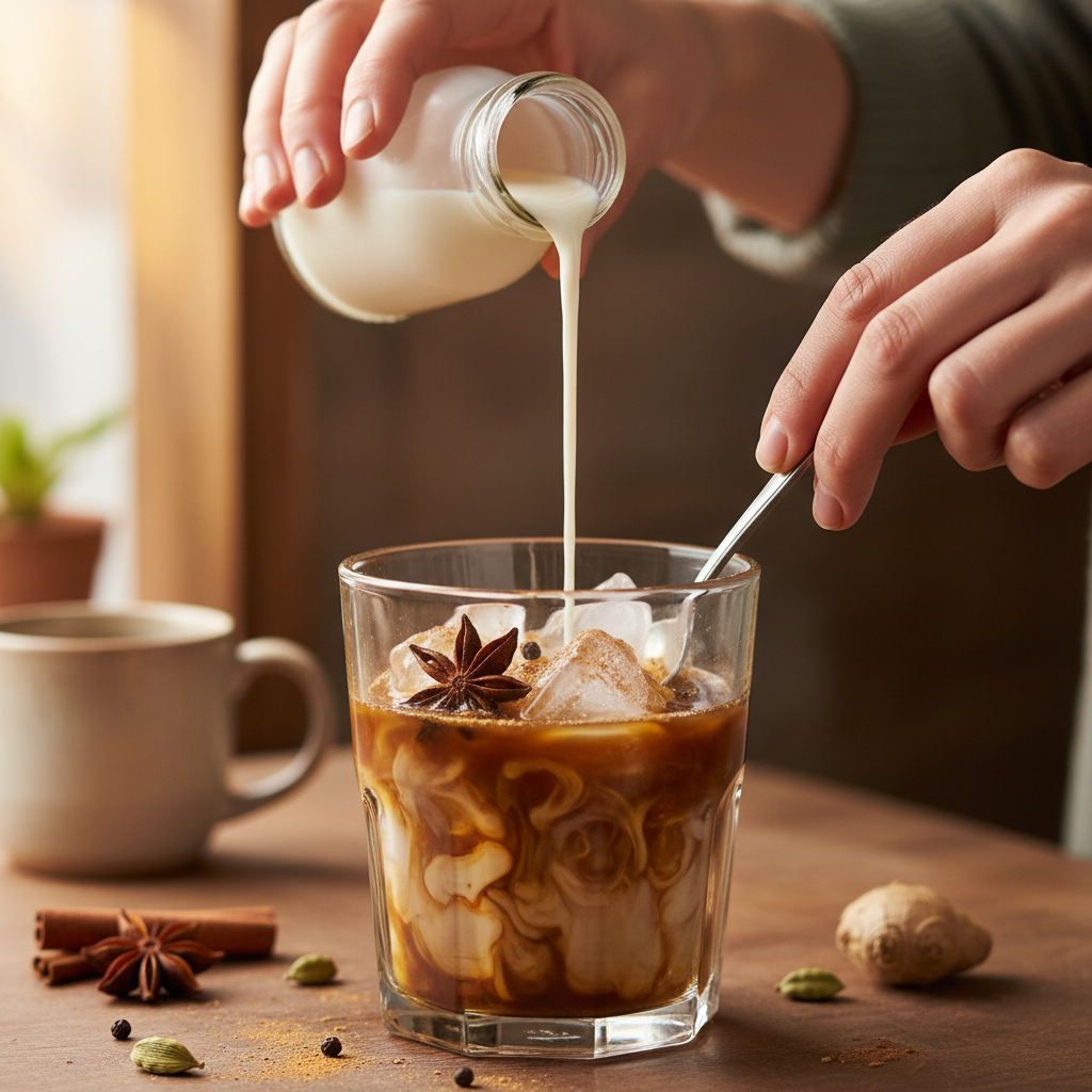 Iced chai tea latte in Starbucks cup
