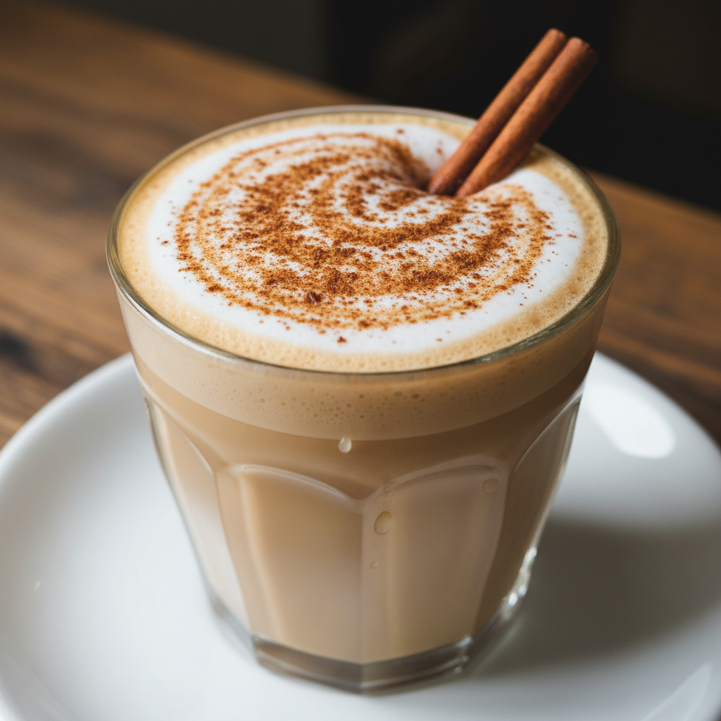 Colorful variety of chai tea lattes at Starbucks