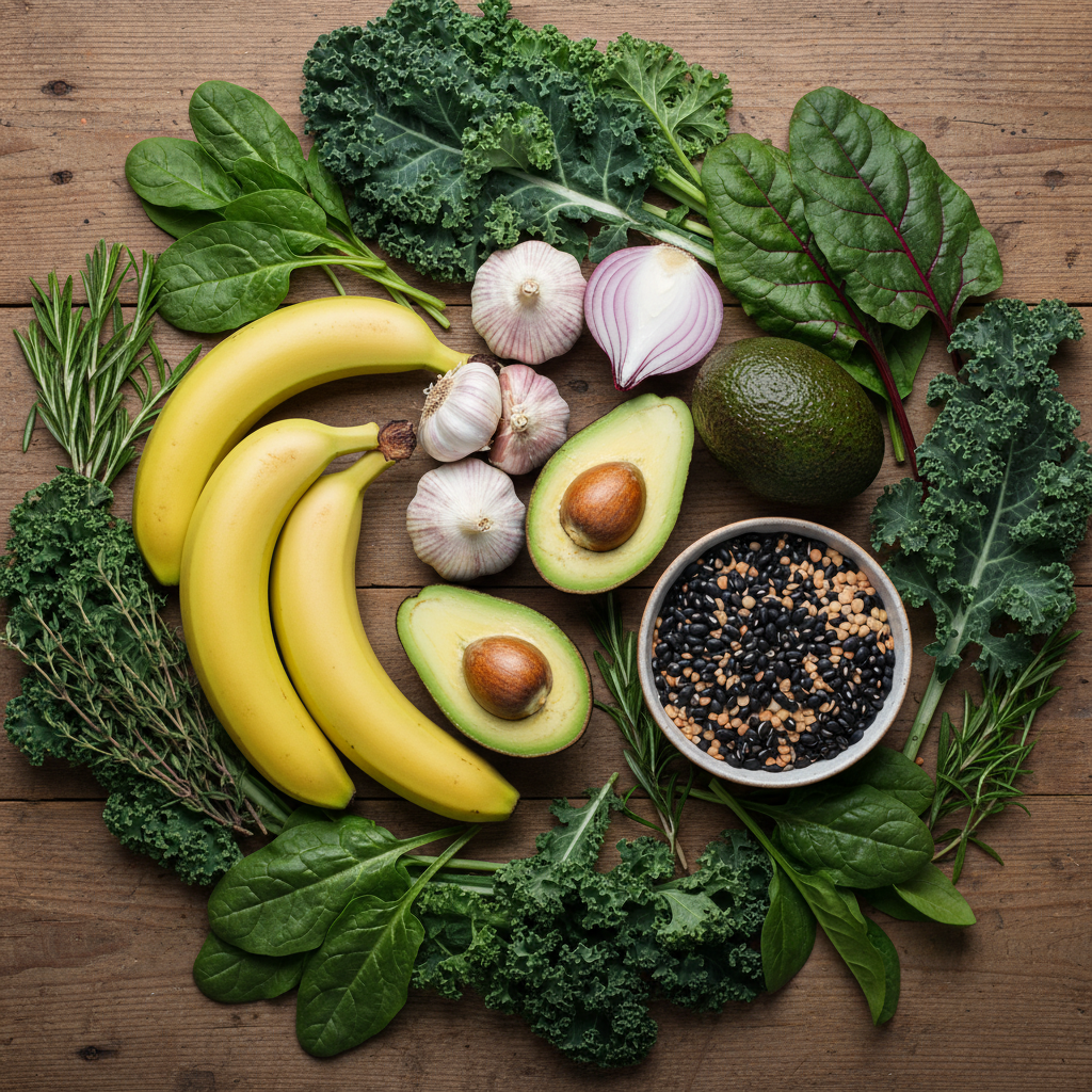 Prebiotic vegetables, high-fiber legumes, fermented foods