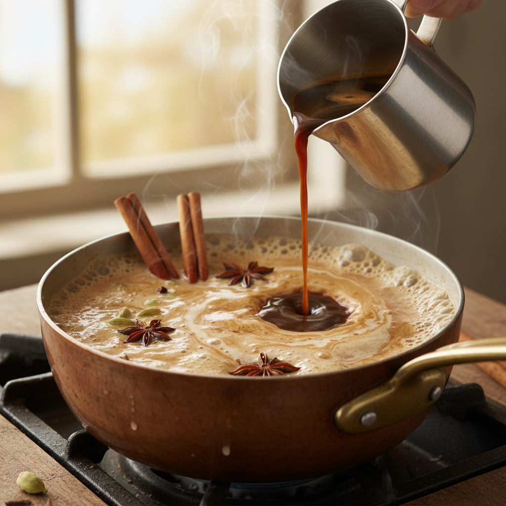 Assorted cozy 7 Brew chai drinks on a table