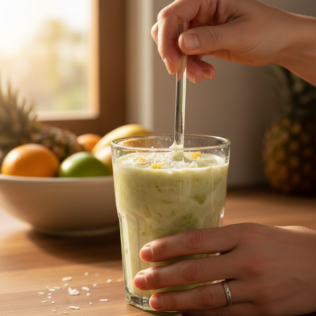 Preparing Tropical Strawberry Green Tea