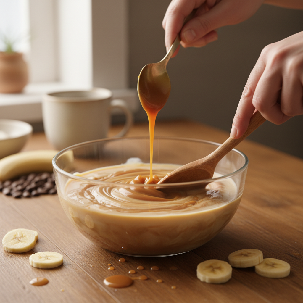 Preparation process of Salted Caramel Banana Mocha