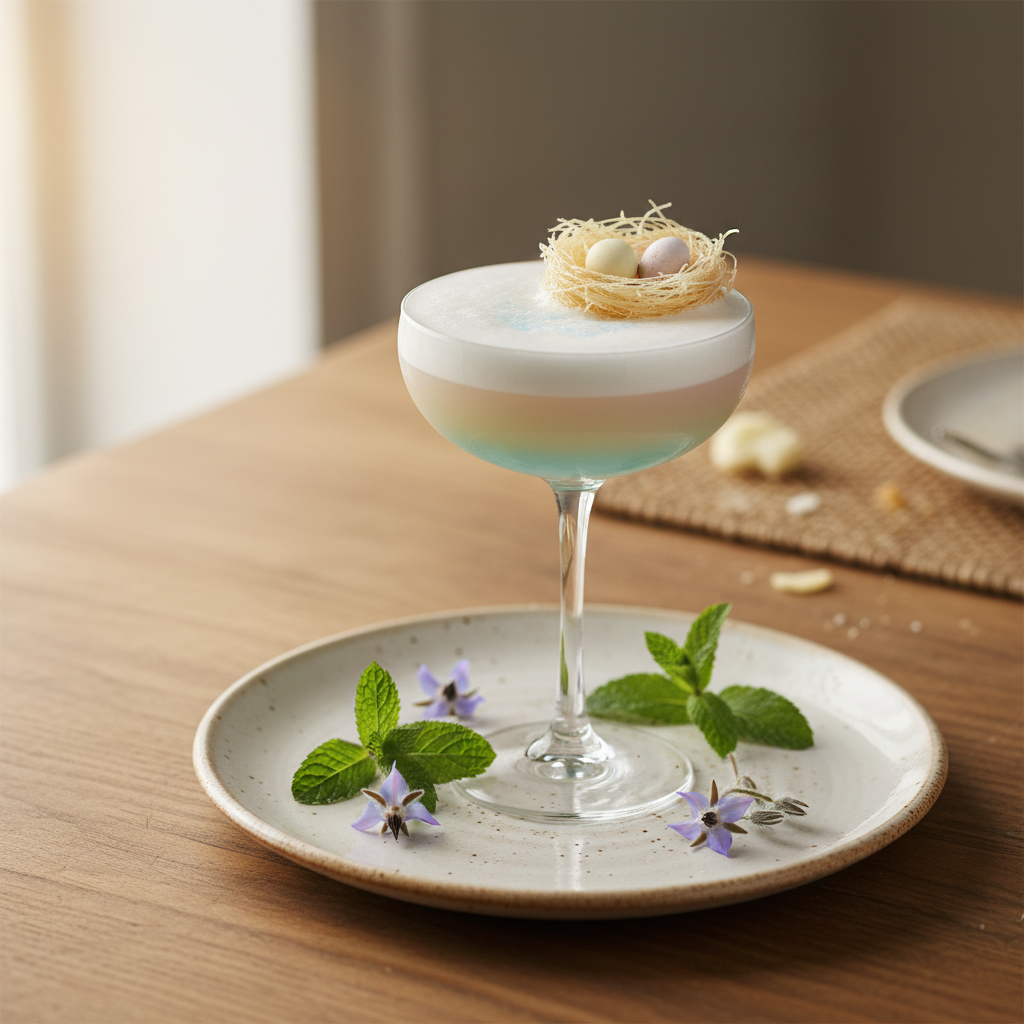 Colorful Easter cocktails with garnish