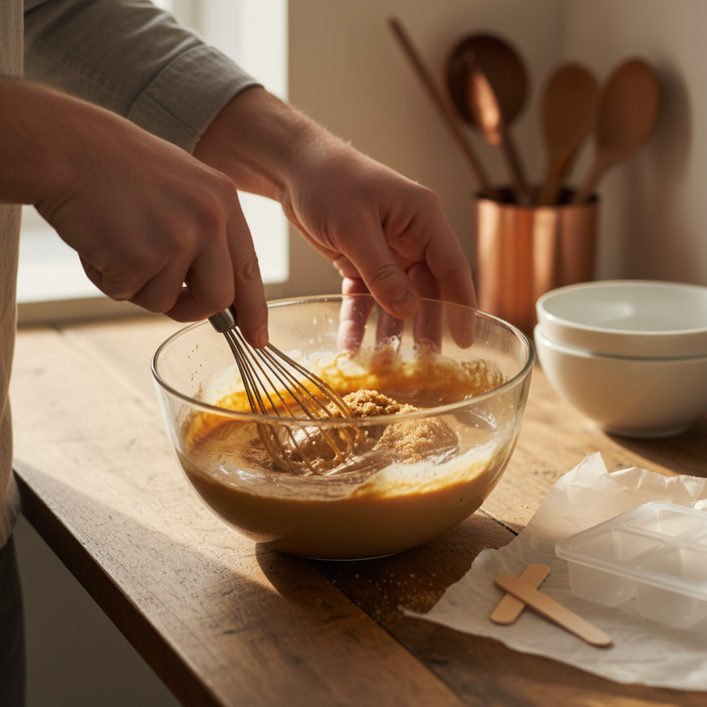 Preparation of Brown Sugar Oat Milk Espresso Popsicles