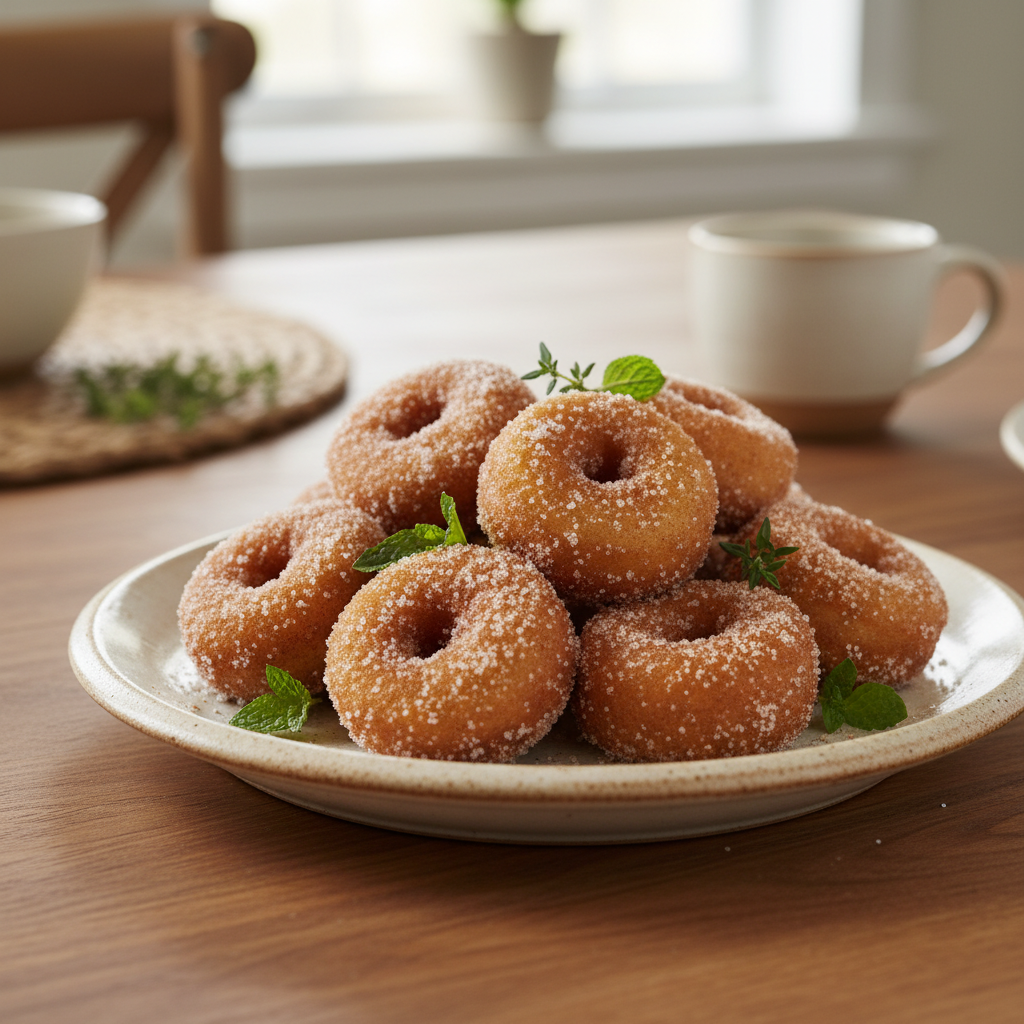 Banana donut holes with cinnamon sugar coating