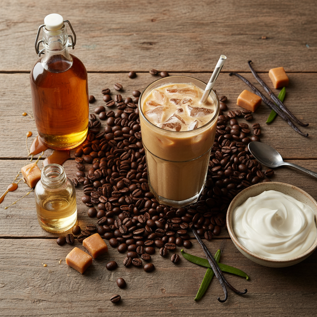 Iced Freeze the cookie dough with caramel drink