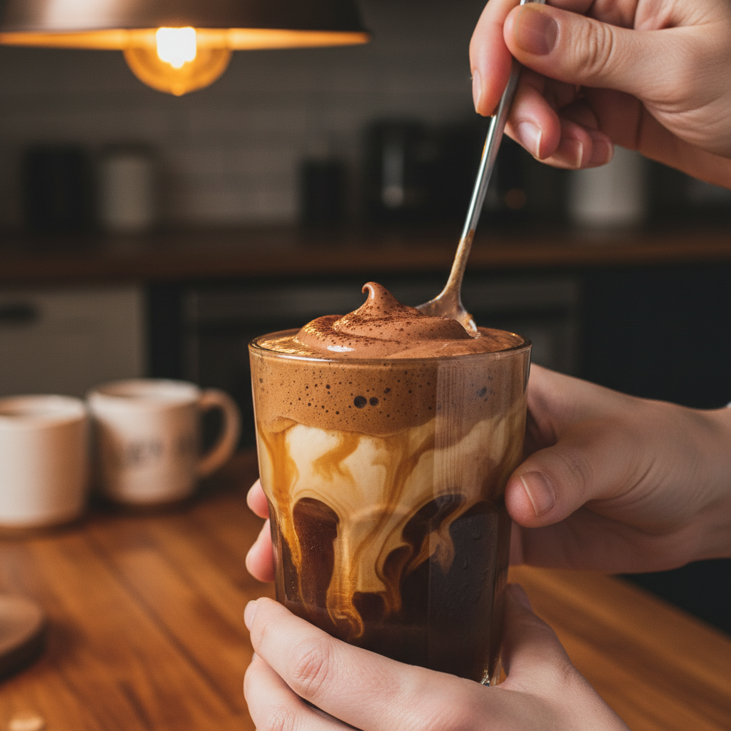 Cold Brew with Caramel and Chocolate preparation