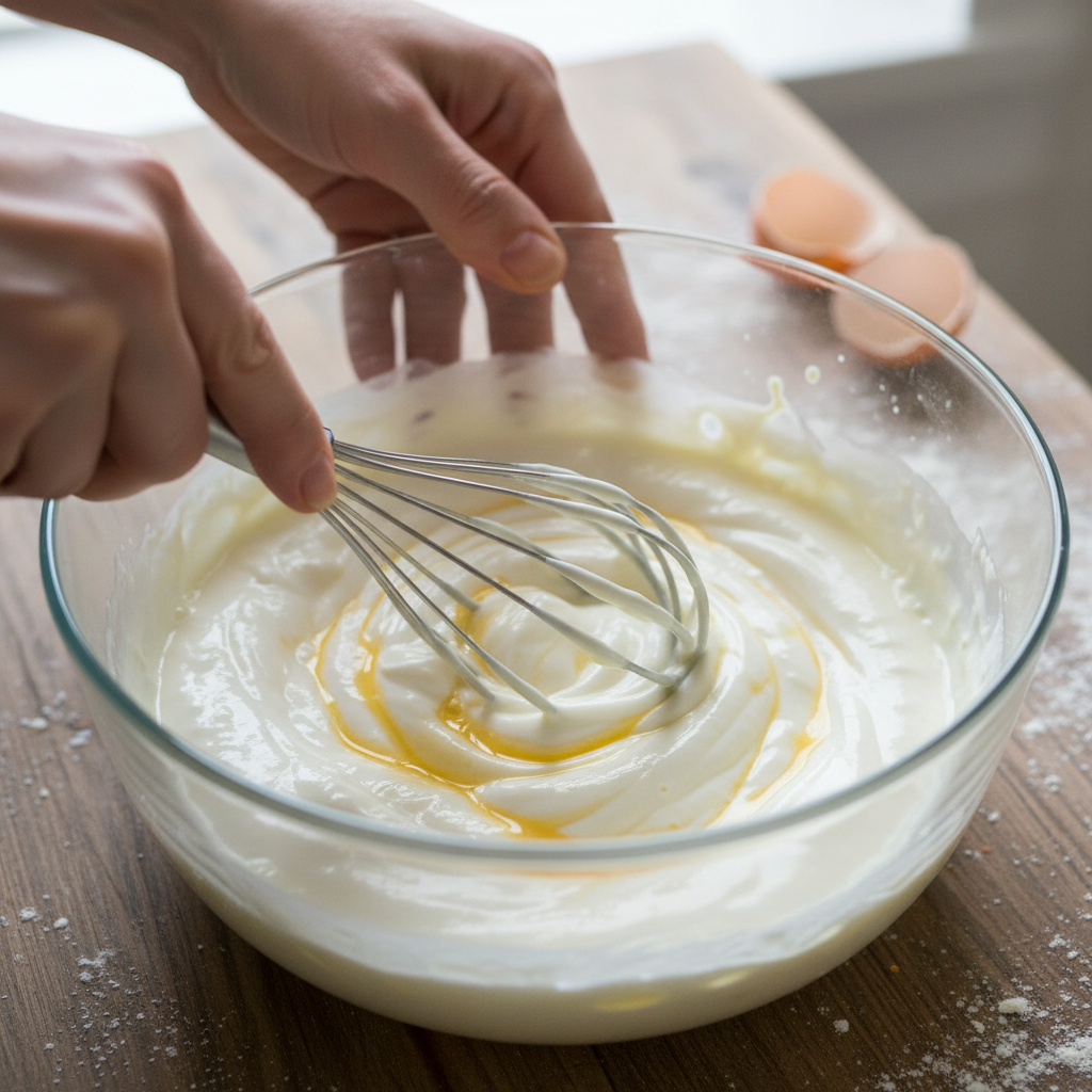 Mixing batter for yogurt cake