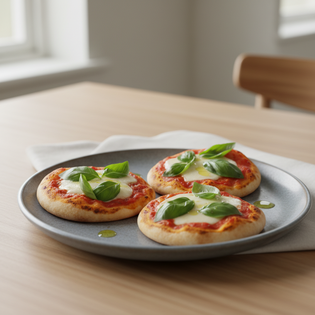 Mini pizzas with toppings for kids
