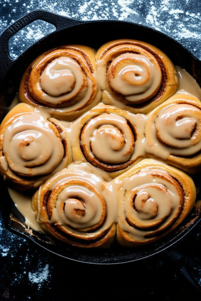 Freshly baked cinnamon rolls on a plate