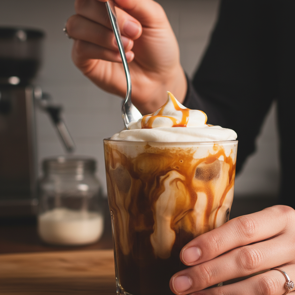 Banana Split Freeze Dutch Bros drink with creamy top