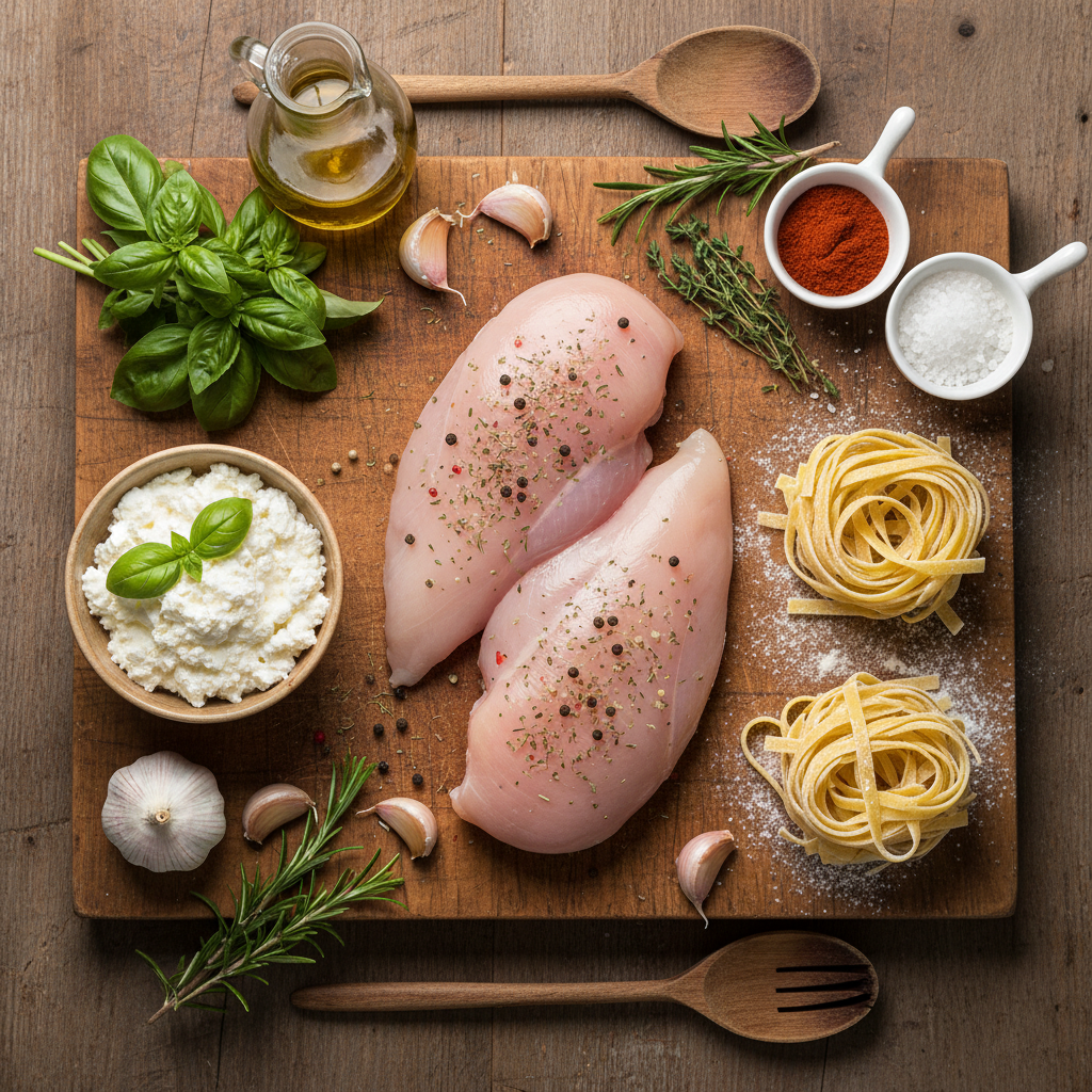 Ingredients for Creamy Ricotta Chicken Pasta