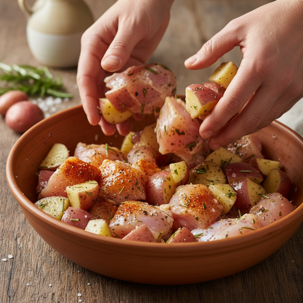 Seasoned chicken for tacos in bowl