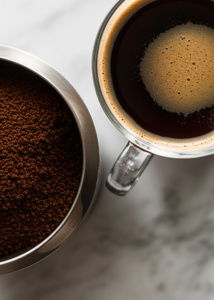 Freshly ground coffee in a quiet kitchen