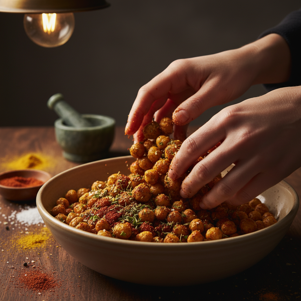 Roasted chickpeas as a crunchy bedtime snack