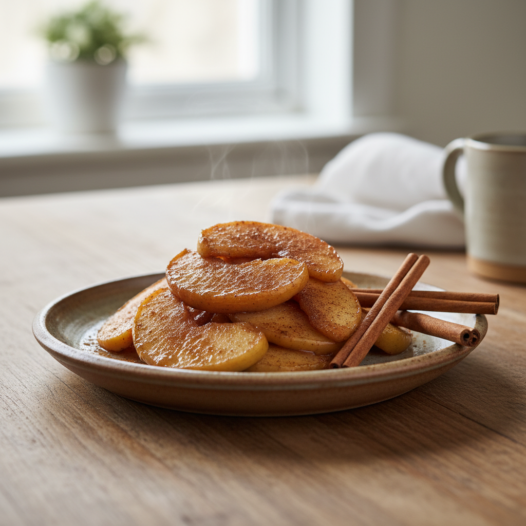 Finished cinnamon sugar air fryer apples snack
