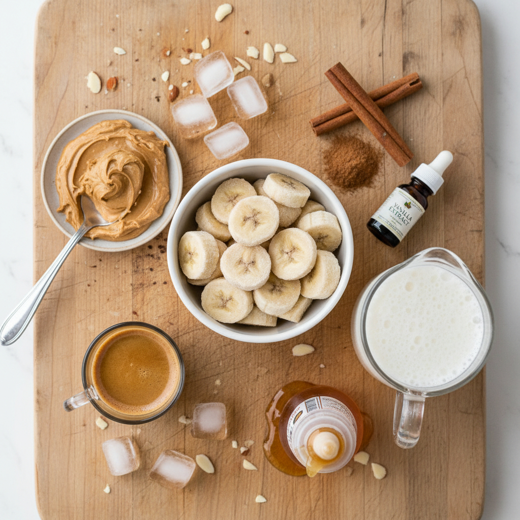 Ingredients for Almond Butter Espresso Shake