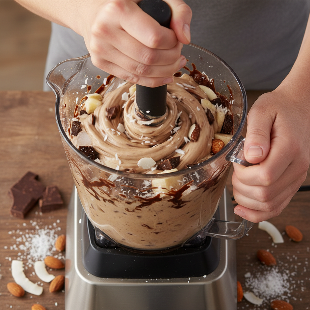 Blending the Almond Joy Coffee Smoothie