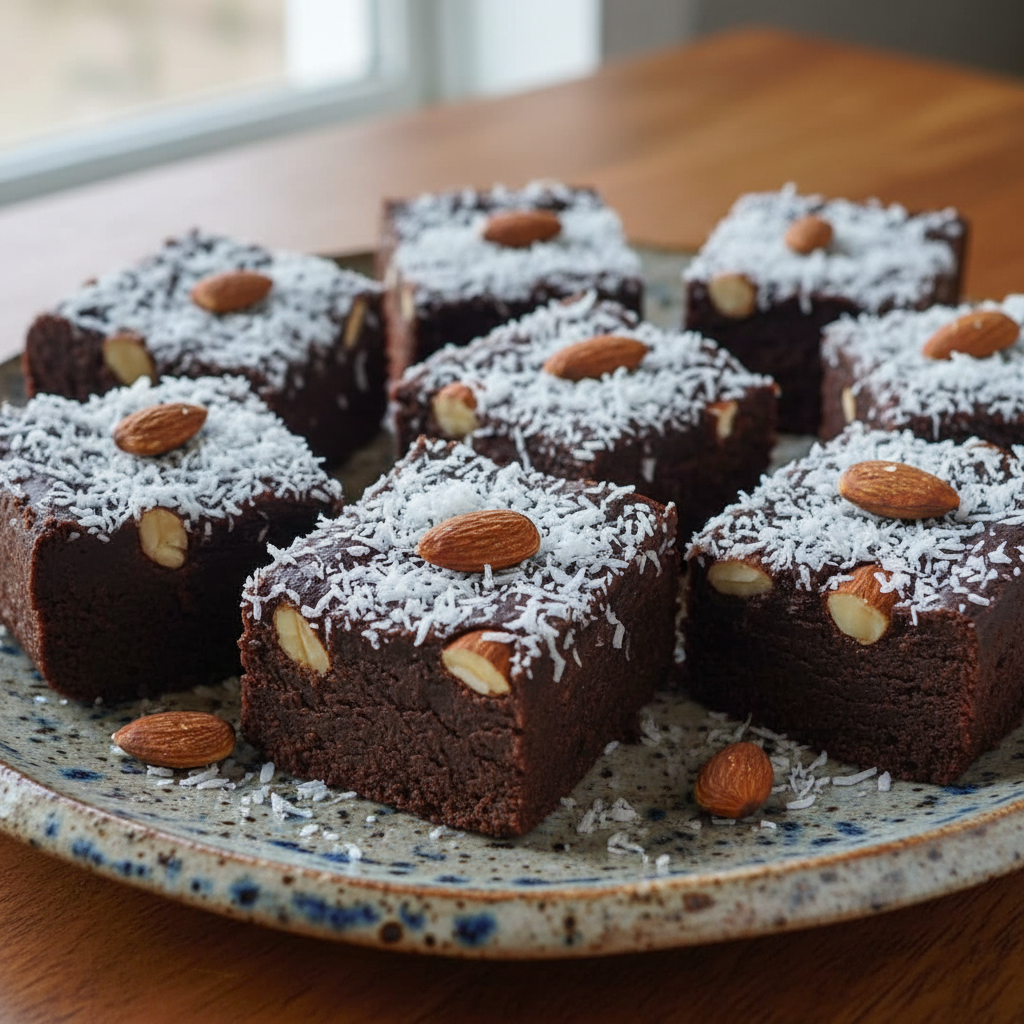Finished Almond Joy Fudge Cut Into Squares