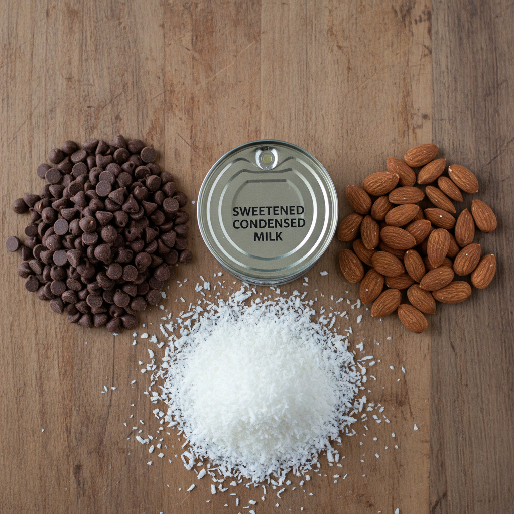 Ingredients for Almond Joy Fudge