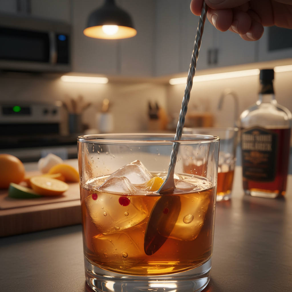 Pouring cream into the Almond White Russian