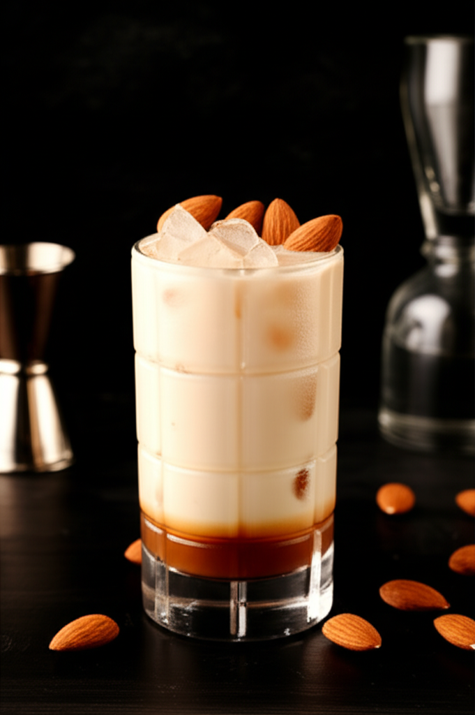 Almond White Russian cocktail glass