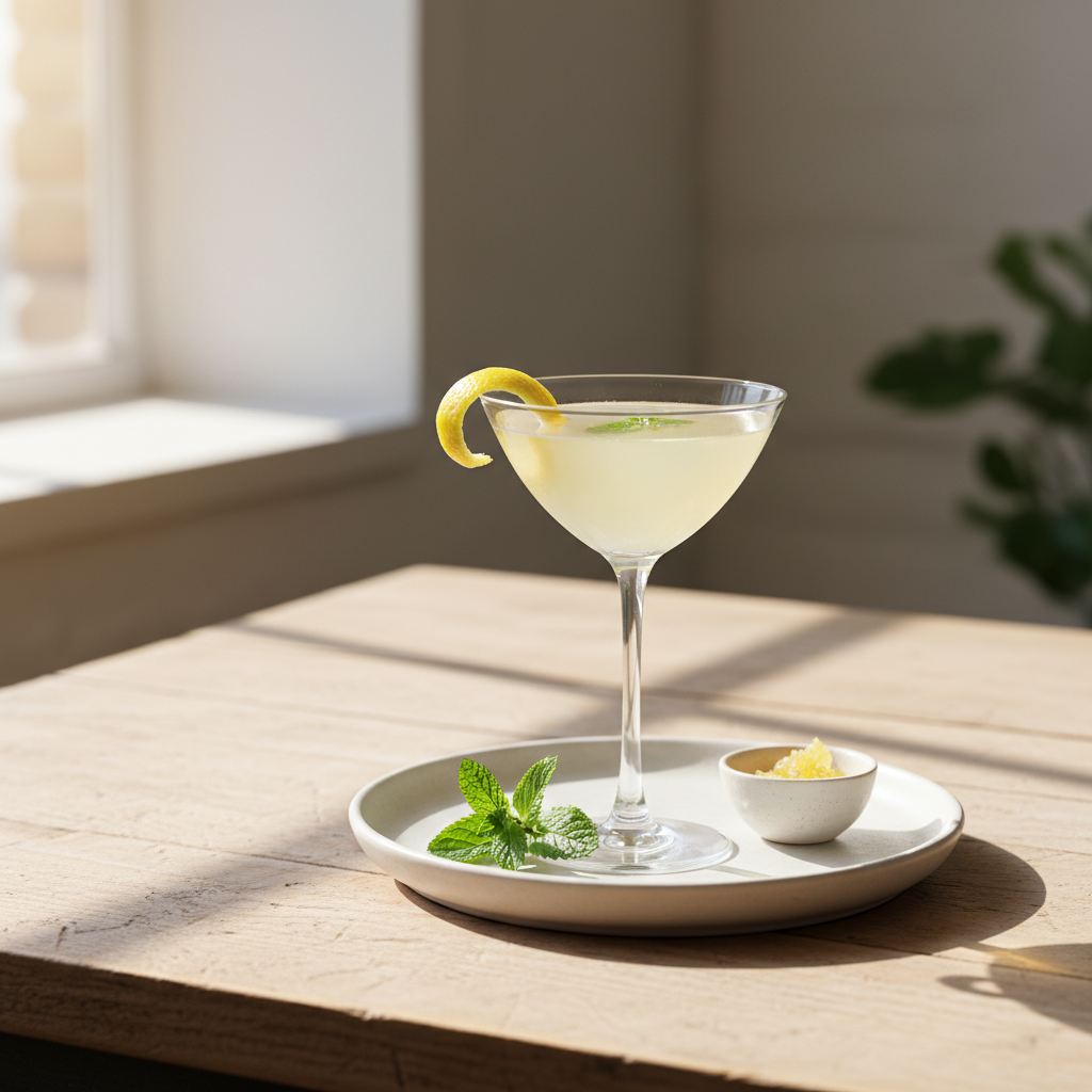 Serving suggestions with Amalfi Martini including olives and skewers