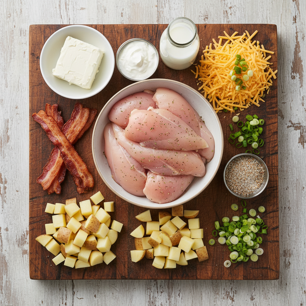 Essential ingredients for Crack Chicken Casserole