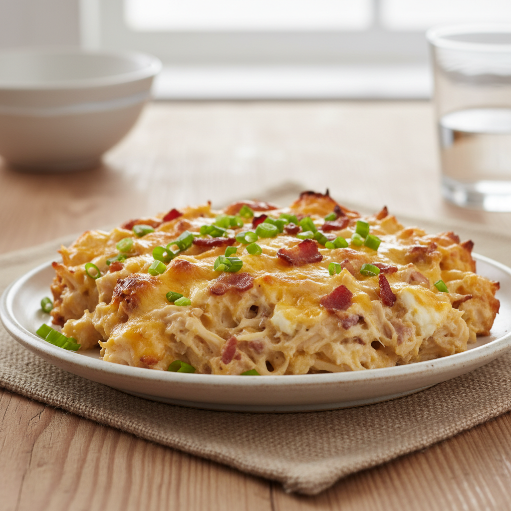 Delicious Crack Chicken Casserole ready to serve