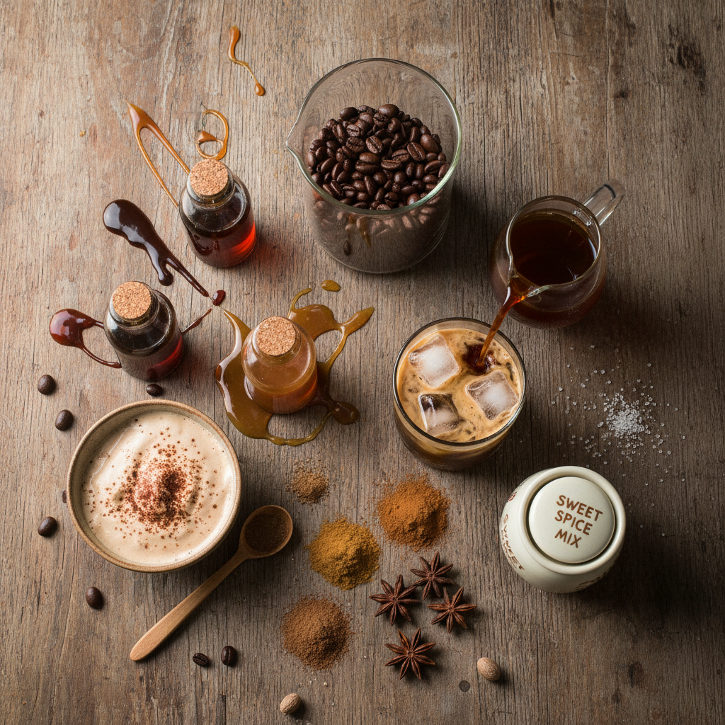 Ingredients for iced Brunette drinks