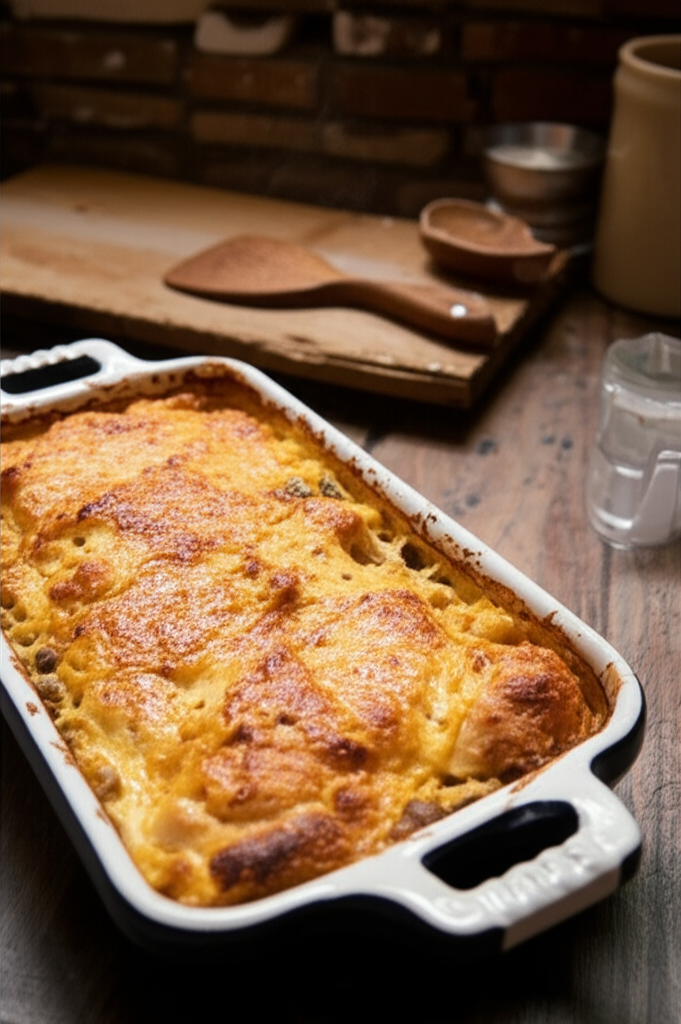 Delicious rotisserie chicken casserole on a serving plate