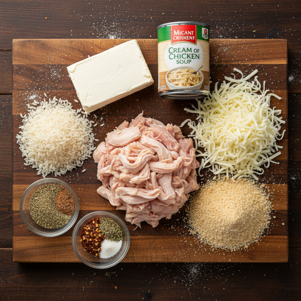 Ingredients for Angel Chicken Rice Casserole