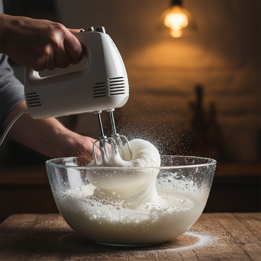 Making meringue with mixer