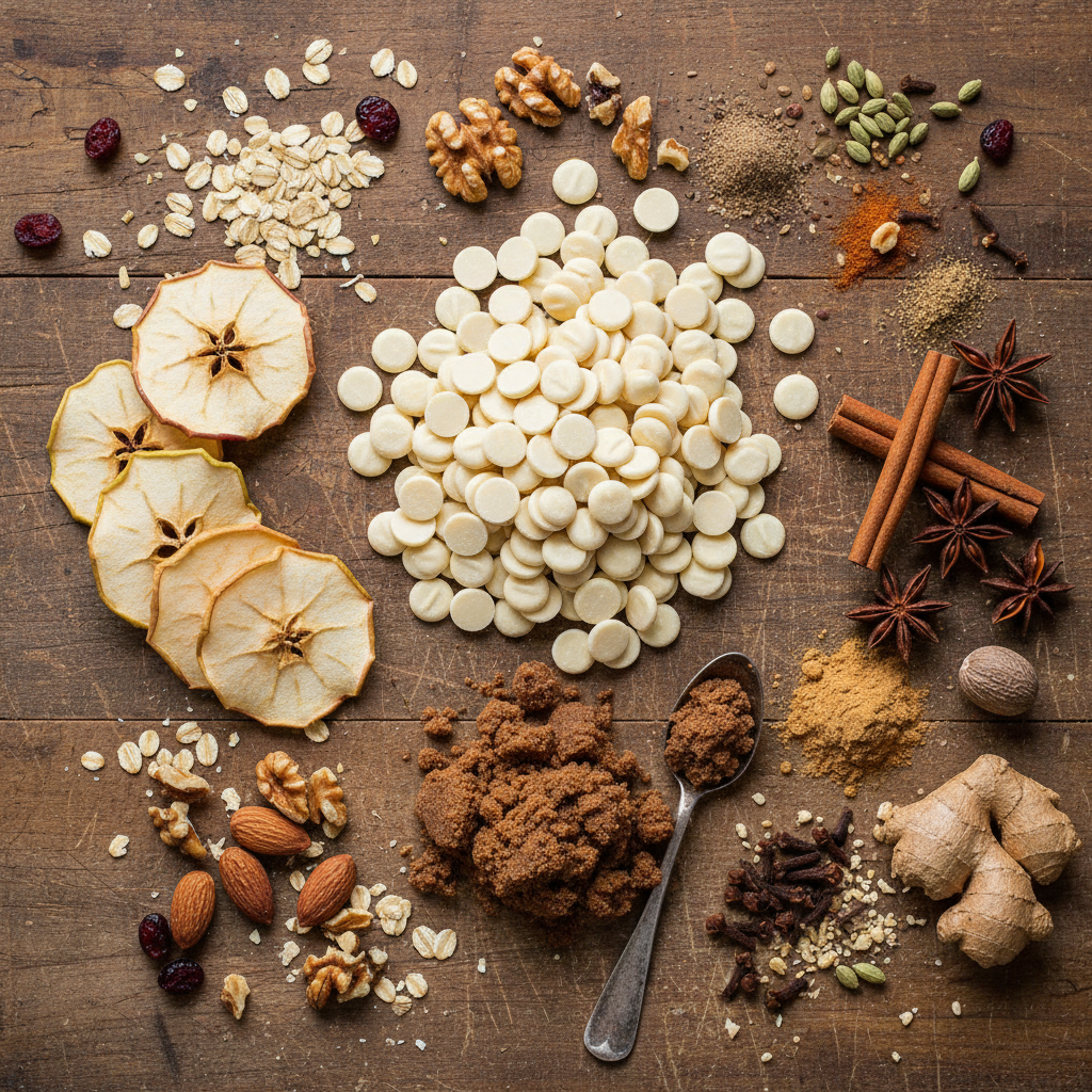 Ingredients and tools for apple pie fudge