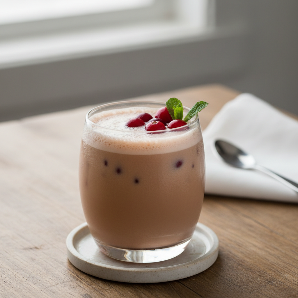 Baileys and cranberry cocktail on a table