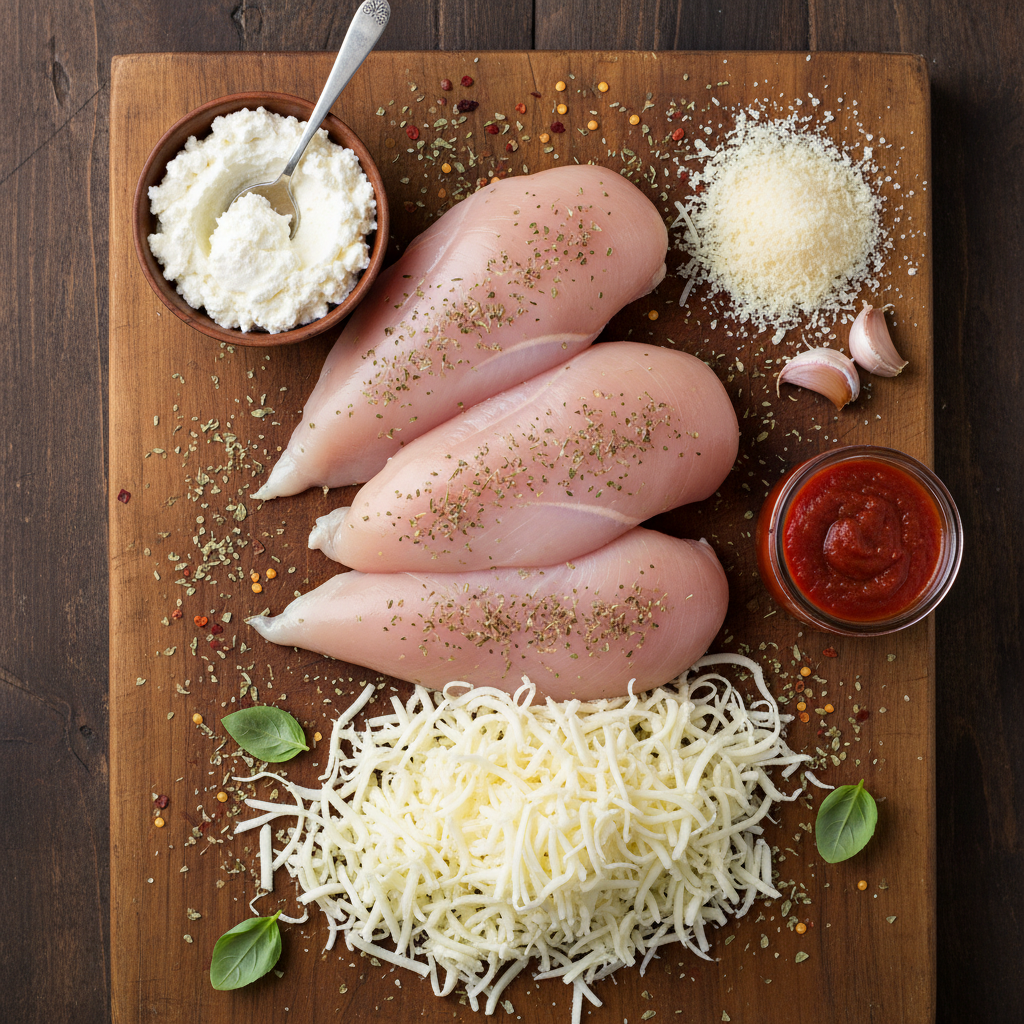 Ingredients for baked ricotta chicken