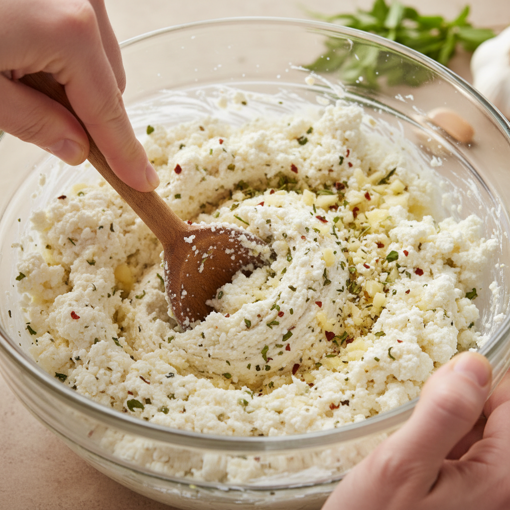 Ricotta cheese mixture in bowl
