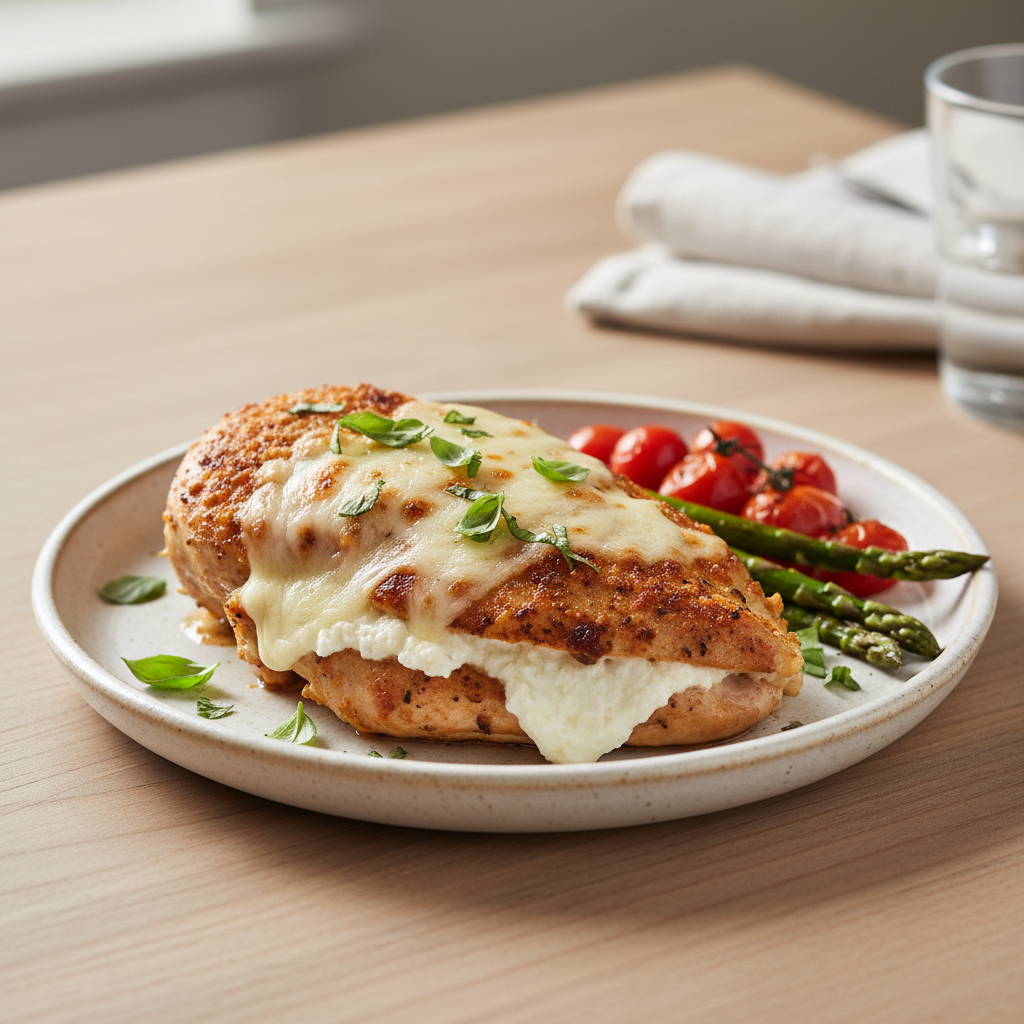 Finished baked ricotta chicken in casserole