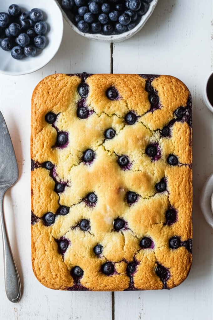 Blueberry Buttermilk Breakfast Cake on a plate