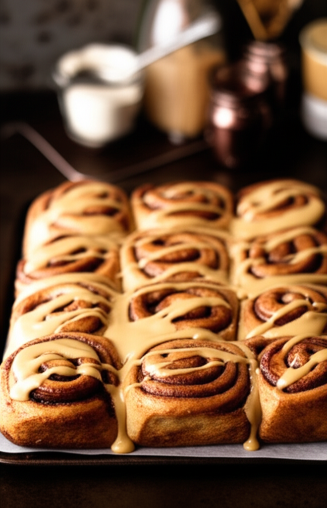 Banana Bread Cinnamon Rolls baked and ready