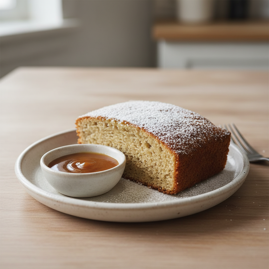 Banana Bread Pudding Cake plated and served