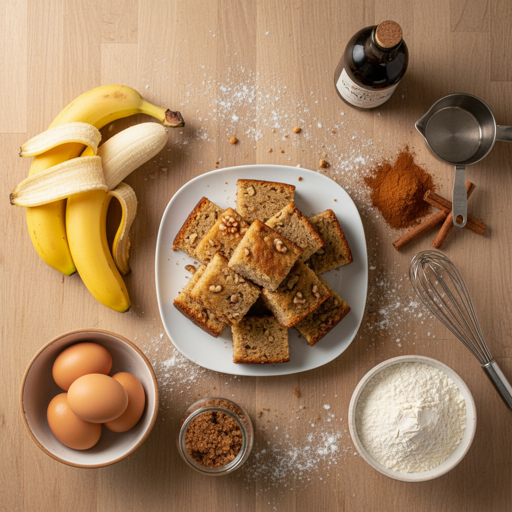 Ingredients for Banana Bread Pudding Cake