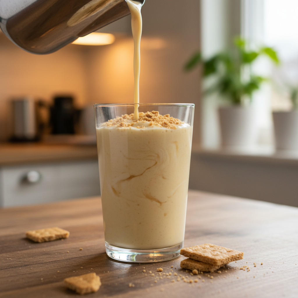 Smoothie served in glass with garnish