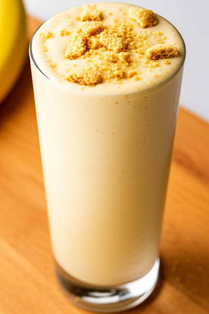 Banana smoothie in a glass with creaminess