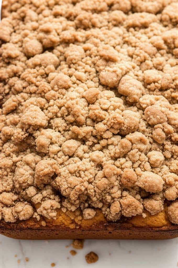 Banana Crumb Coffee Cake on plate with fork