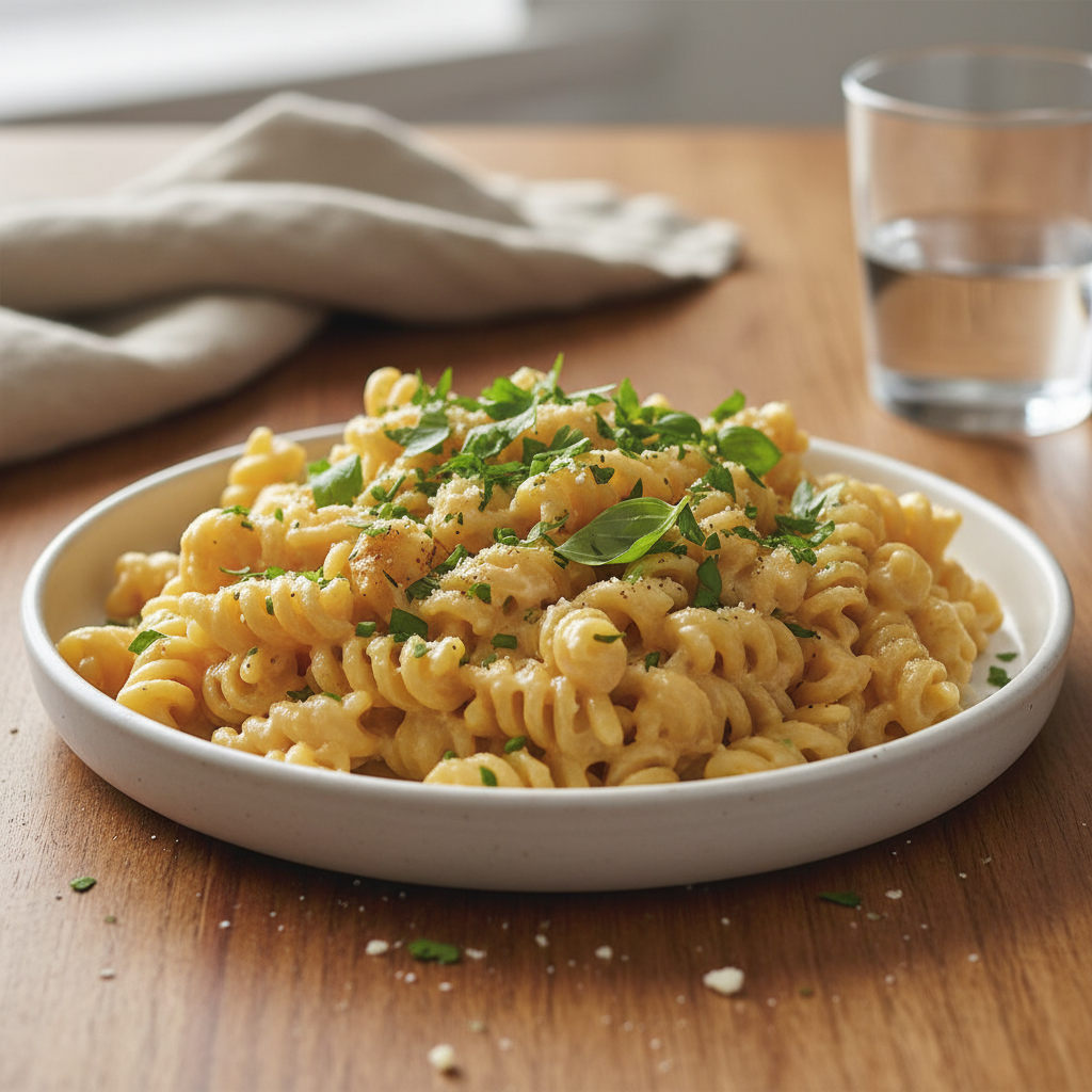 Creamy ricotta mac and cheese served with side dishes